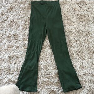 Aerie Forest Green Ribbed Flare Leggings Pants